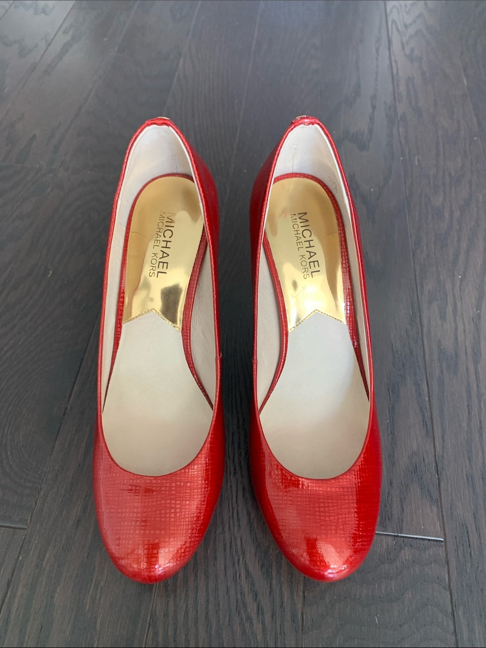 Michael Kors Red Patent Round-Toe Pumps